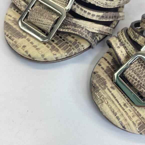 Tory Burch Strappy Peep Toe Heels Size 6.5 Animal Print Buckles Designer Shoes - Picture 6 of 12